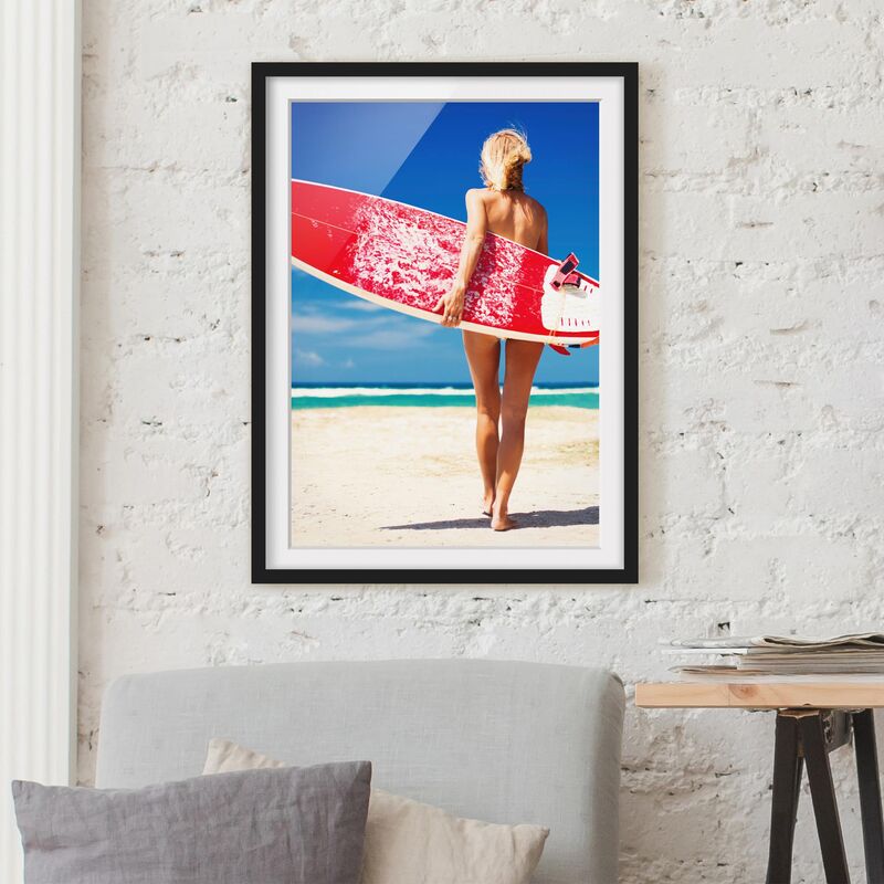 

Póster enmarcado - Surfer Girl Dimensión LxA: 70cm x 50cm, Marco: Negro