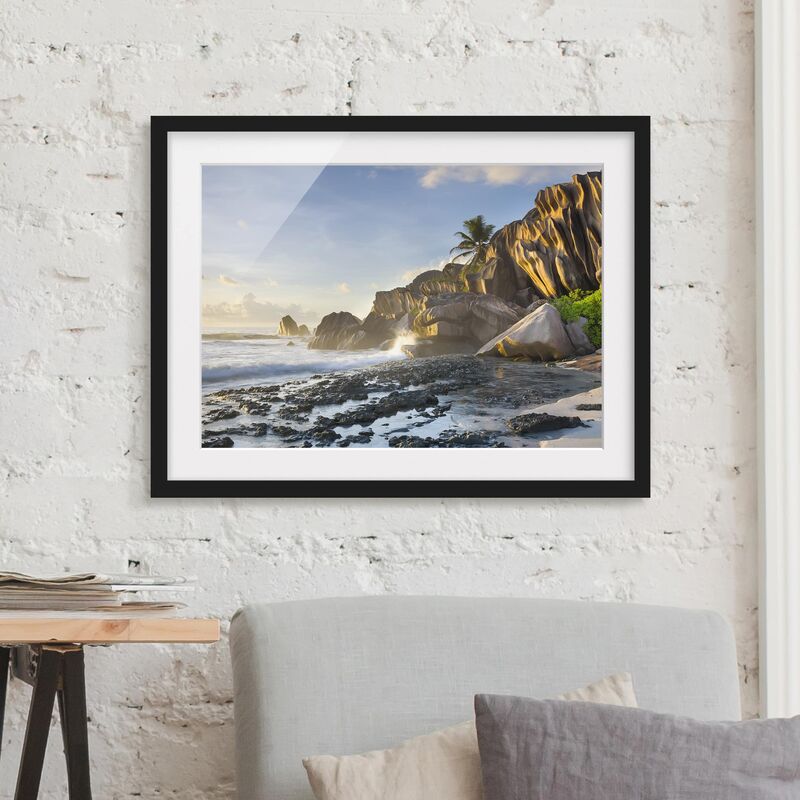 

Póster enmarcado - Sunset On The Island Paradise Dimensión LxA: 40cm x 55cm, Marco: Negro