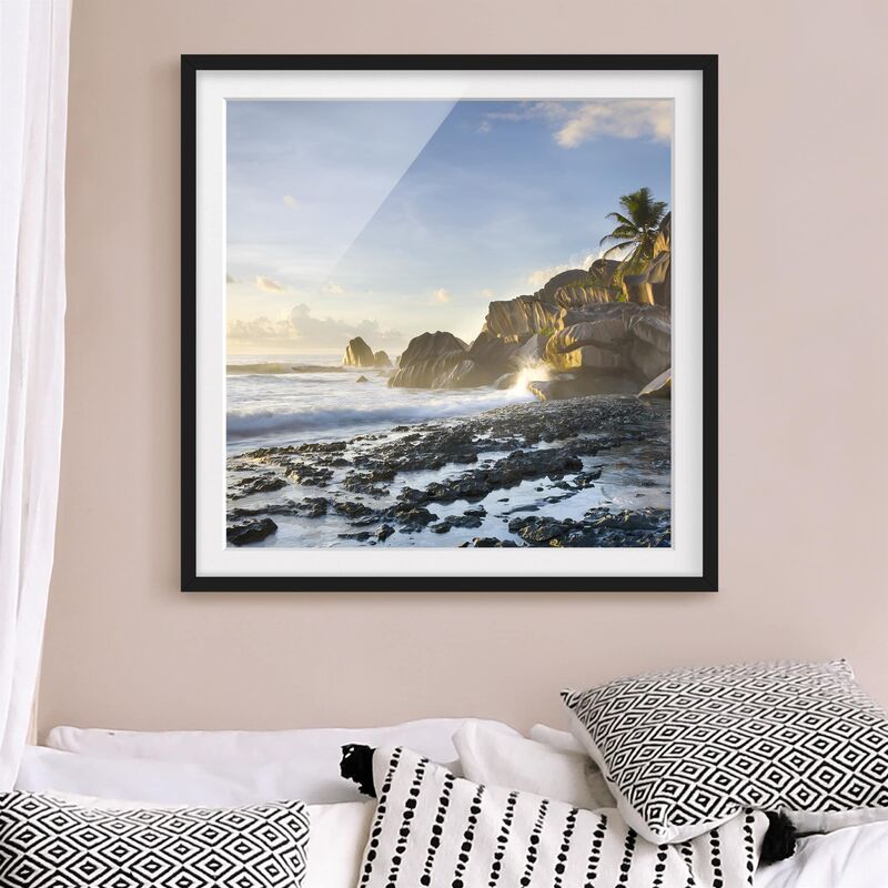 

Póster enmarcado - Sunset On The Island Paradise Dimensión LxA: 50cm x 50cm, Marco: Negro