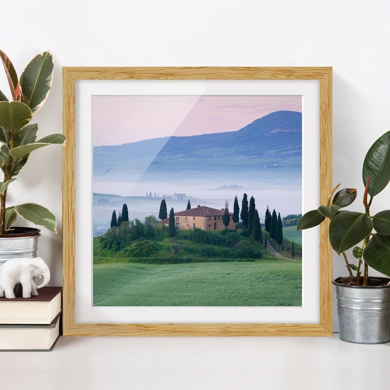 

Póster enmarcado - Sunrise In Tuscany Dimensión LxA: 70cm x 70cm, Marco: Roble