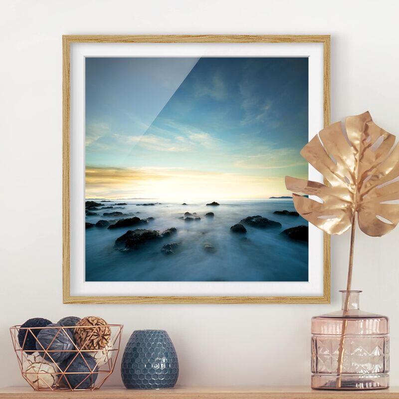 

Póster enmarcado - Sunset Over The Ocean Dimensión LxA: 20cm x 20cm, Marco: Roble