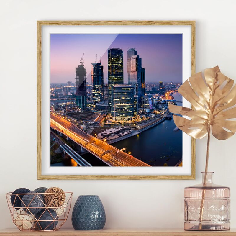 

Póster enmarcado - Sunset Over Moscow Dimensión LxA: 20cm x 20cm, Marco: Roble