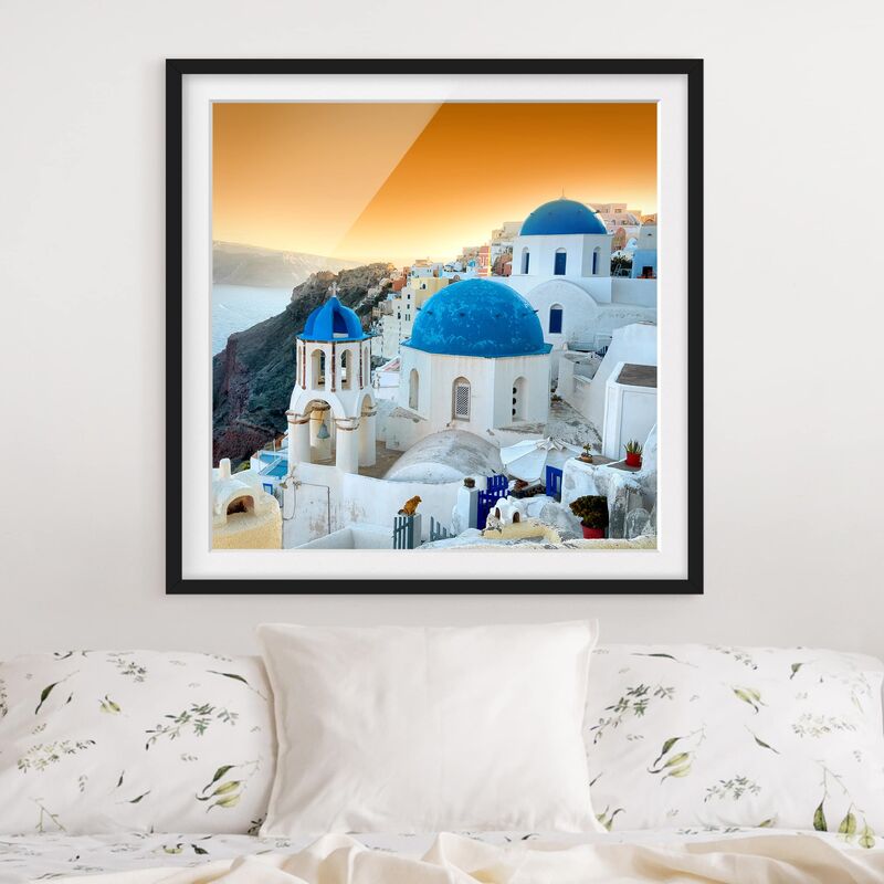 

Póster enmarcado - Sunset Over Santorini Dimensión LxA: 70cm x 70cm, Marco: Negro