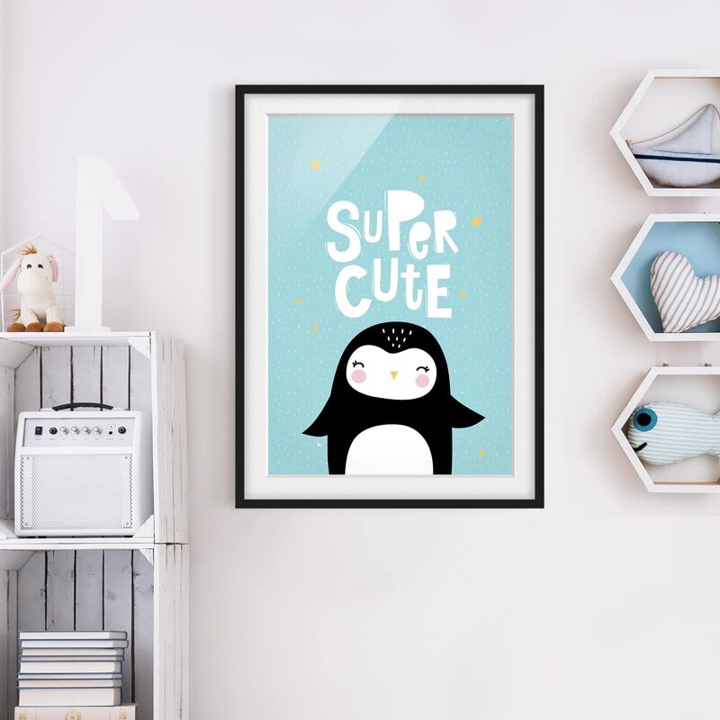 

Póster enmarcado - Super Cute Penguin Dimensión LxA: 24cm x 18cm, Marco: Negro