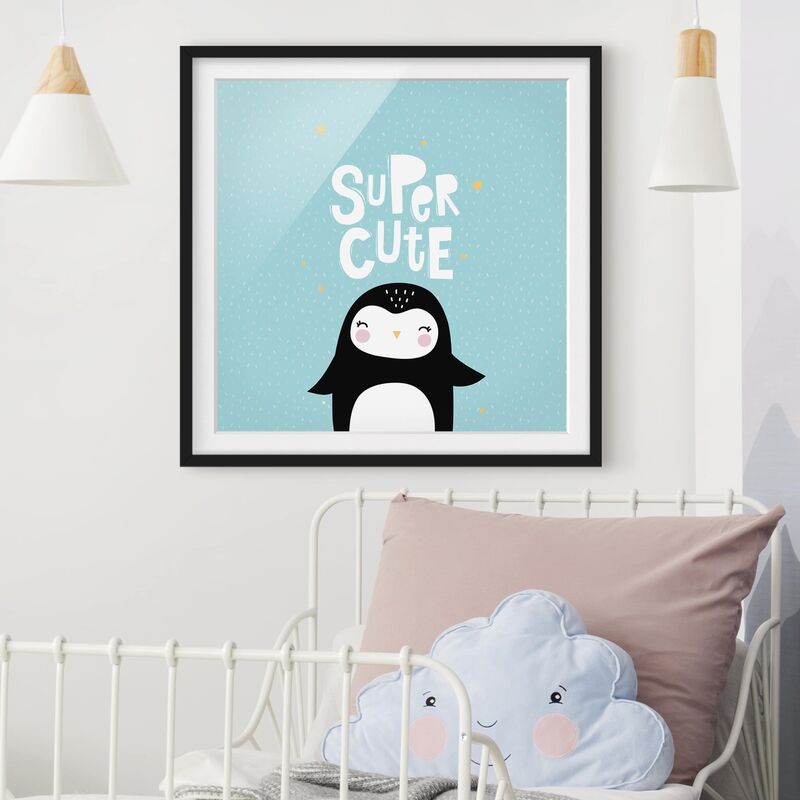 

Póster enmarcado - Super Cute Penguin Dimensión LxA: 70cm x 70cm, Marco: Negro