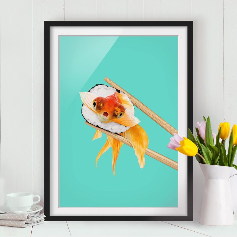 

Póster enmarcado - Sushi con Goldfish Dimensión LxA: 70cm x 50cm, Marco: Negro