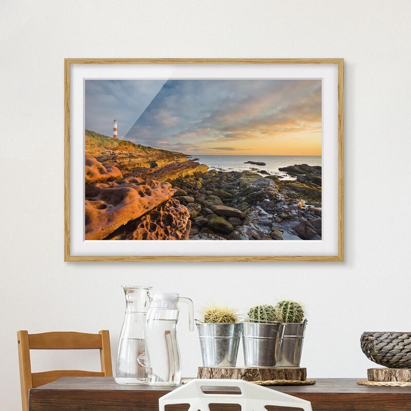 

Póster enmarcado - Tarbat Ness Sea & Lighthouse At Sunset Dimensión LxA: 18cm x 24cm, Marco: Roble