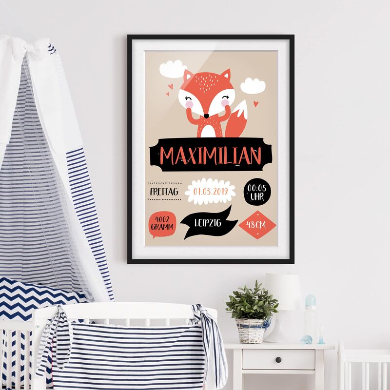 

Póster enmarcado - The Cheeky Fox - Custom Text Dimensión LxA: 100cm x 70cm, Marco: Negro