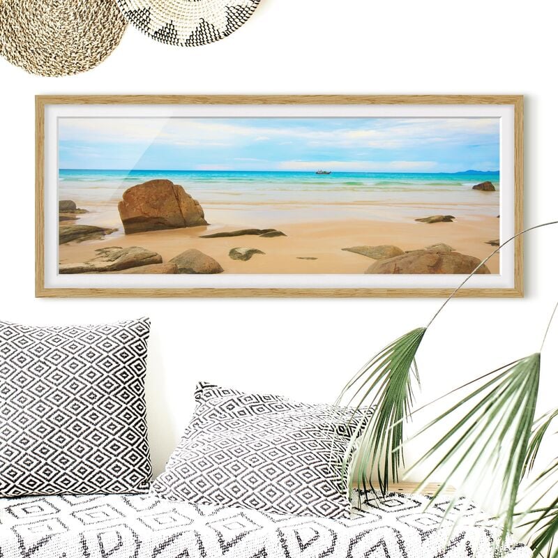 

Póster enmarcado - The Beach Dimensión LxA: 50cm x 130cm, Marco: Roble