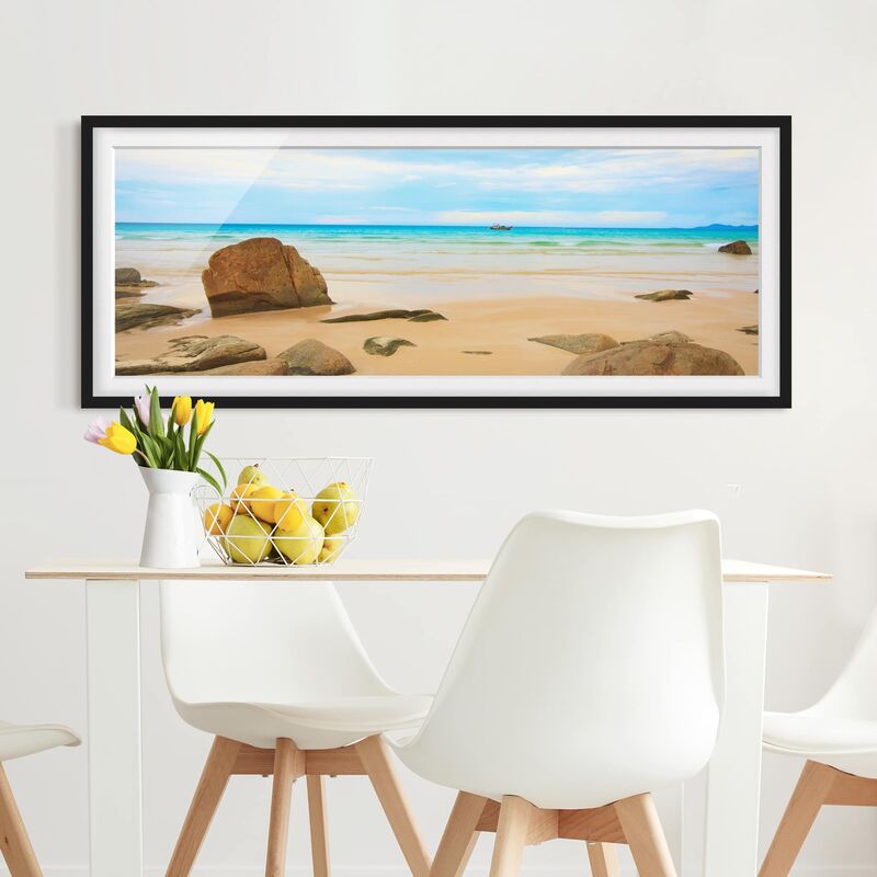 

Póster enmarcado - The Beach Dimensión LxA: 40cm x 100cm, Marco: Negro