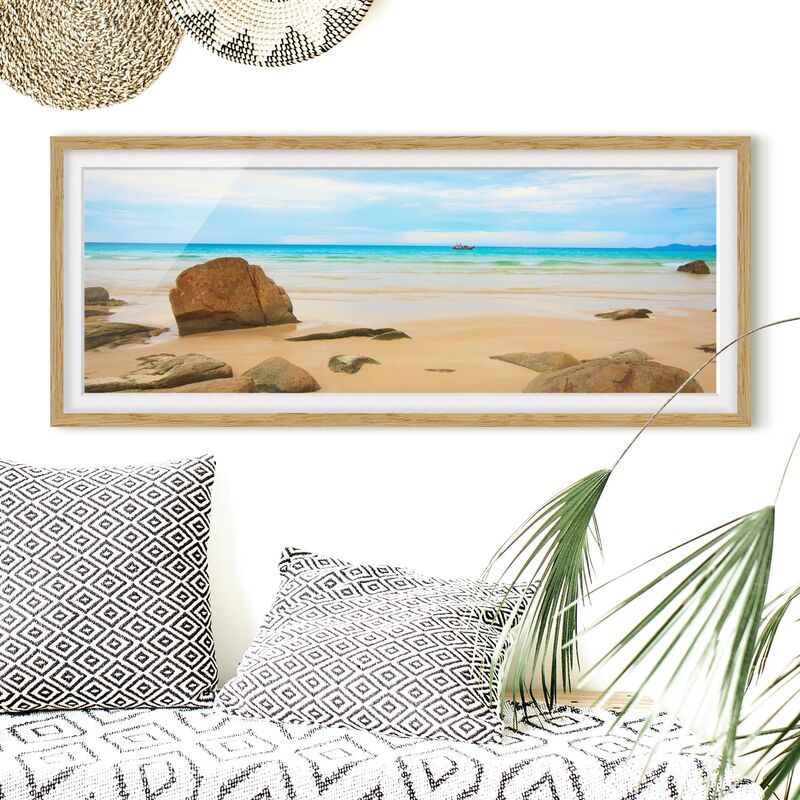 

Póster enmarcado - The Beach Dimensión LxA: 20cm x 50cm, Marco: Roble