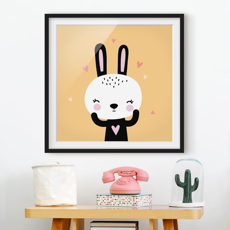 

Póster enmarcado - The Happy Bunny Dimensión LxA: 20cm x 20cm, Marco: Negro