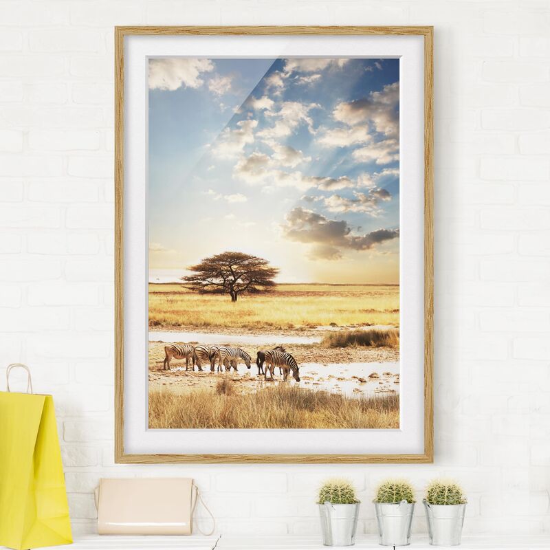 

Póster enmarcado - The Lives Of Zebras Dimensión LxA: 100cm x 70cm, Marco: Roble