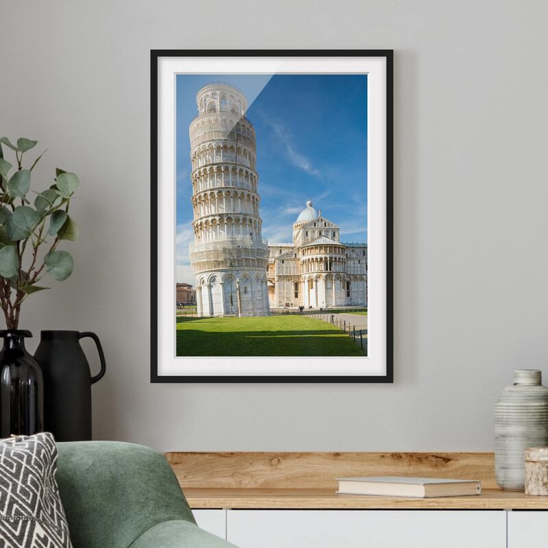 

Póster enmarcado - The Leaning Tower Of Pisa Dimensión LxA: 100cm x 70cm, Marco: Negro