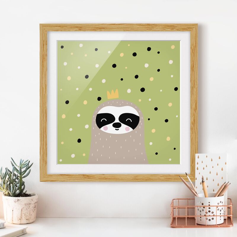

Póster enmarcado - The Laziest Sloth Dimensión LxA: 20cm x 20cm, Marco: Roble