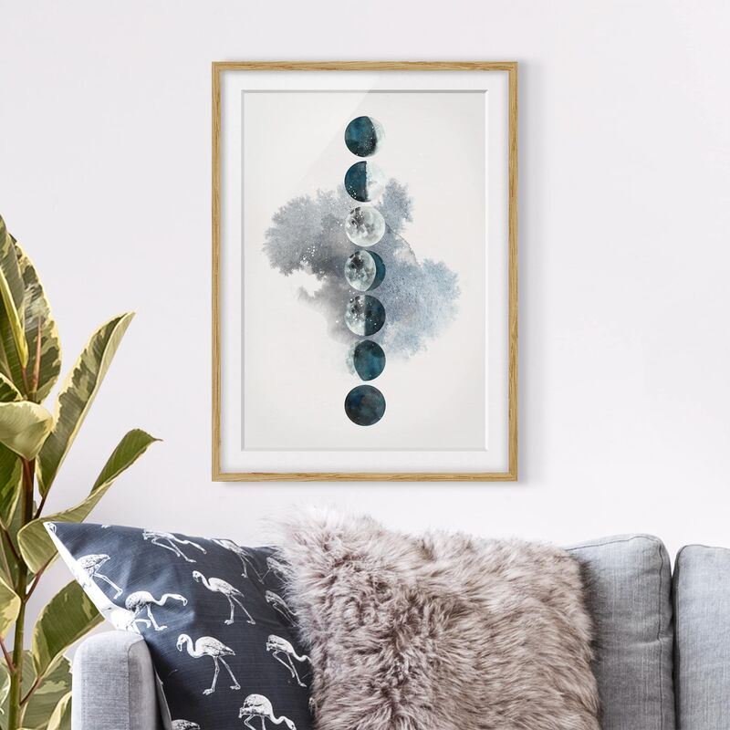 

Póster enmarcado - The Phases Of The Moon Dimensión LxA: 55cm x 40cm, Marco: Roble