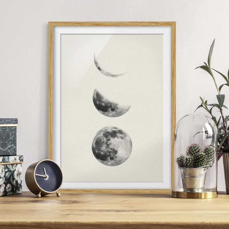 

Póster enmarcado - Three Moons Dimensión LxA: 100cm x 70cm, Marco: Roble