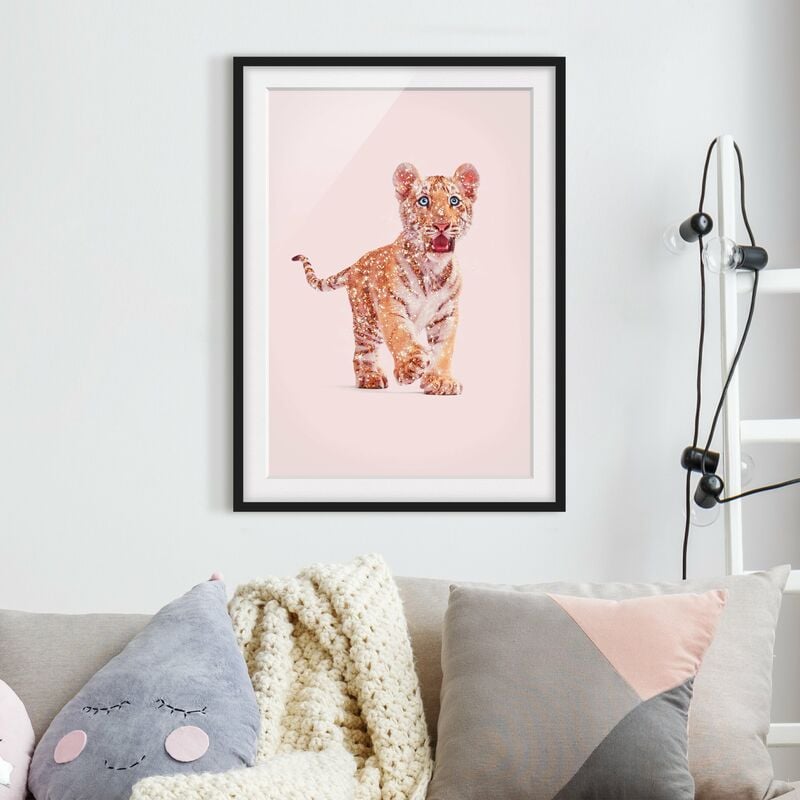 

Póster enmarcado - Tiger con glitter Dimensión LxA: 40cm x 30cm, Marco: Negro