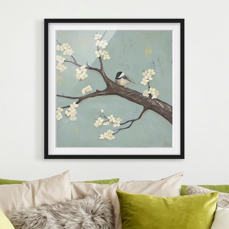 

Póster enmarcado - Titmouse On Cherry Dimensión LxA: 20cm x 20cm, Marco: Negro