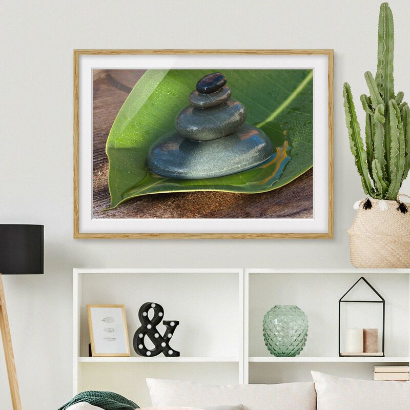 

Póster enmarcado - Torre in pietra a foglia verde Dimensión LxA: 40cm x 55cm, Marco: Roble