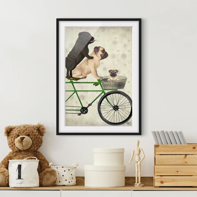 

Póster enmarcado - Tour in bicicletta - Cuccioli di cane in bicicletta Dimensión LxA: 40cm x 30cm, Marco: Negro