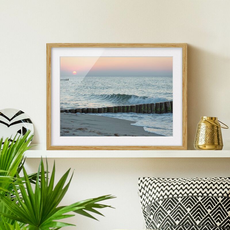 

Póster enmarcado - Tramonto in mare Dimensión LxA: 50cm x 70cm, Marco: Roble