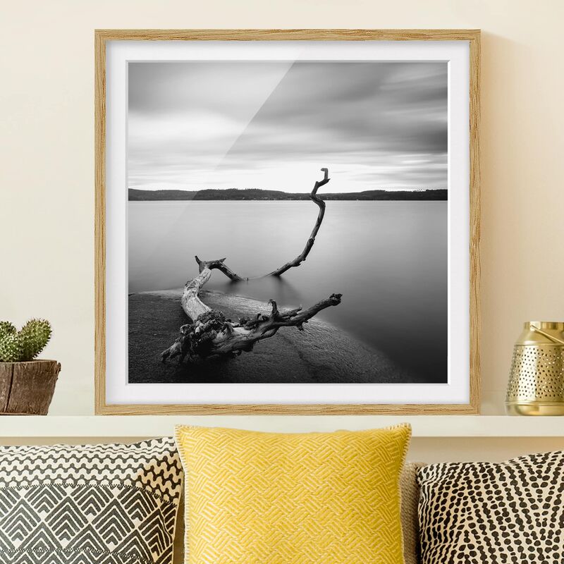 

Póster enmarcado - Tramonto In Bianco e nero Dal Lago Dimensión LxA: 20cm x 20cm, Marco: Roble