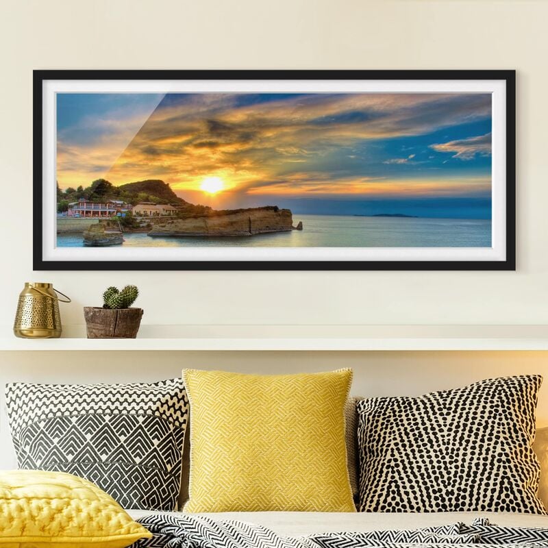 

Póster enmarcado - Tramonto Sopra Corfù Dimensión LxA: 20cm x 50cm, Marco: Negro