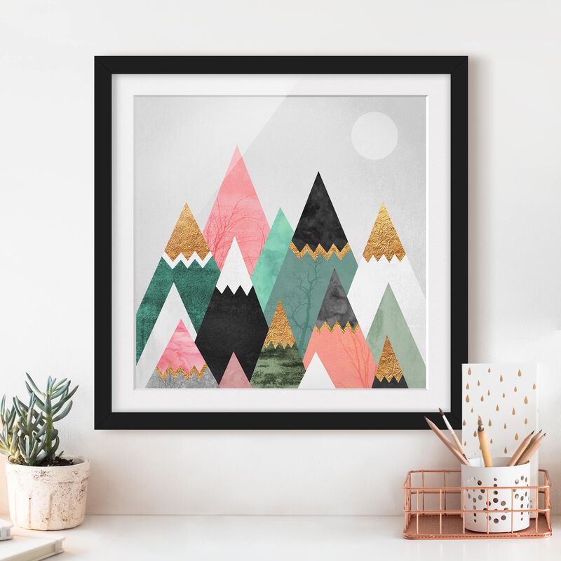 

Póster enmarcado - Triangolari Monti con suggerimenti d'oro Dimensión LxA: 20cm x 20cm, Marco: Negro
