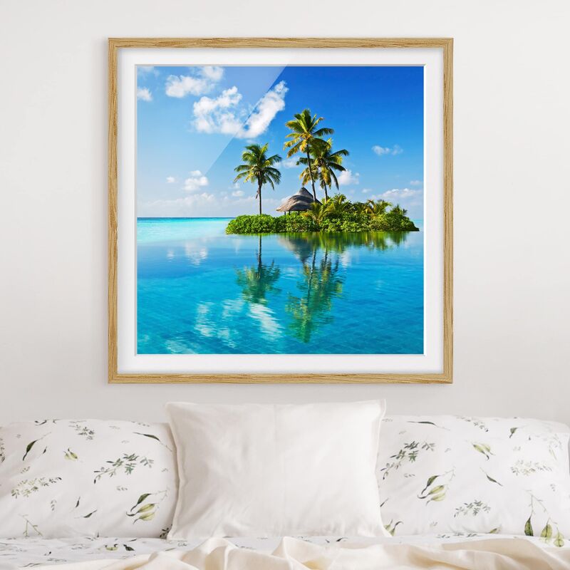 

Póster enmarcado - Tropical Paradise Dimensión LxA: 70cm x 70cm, Marco: Roble