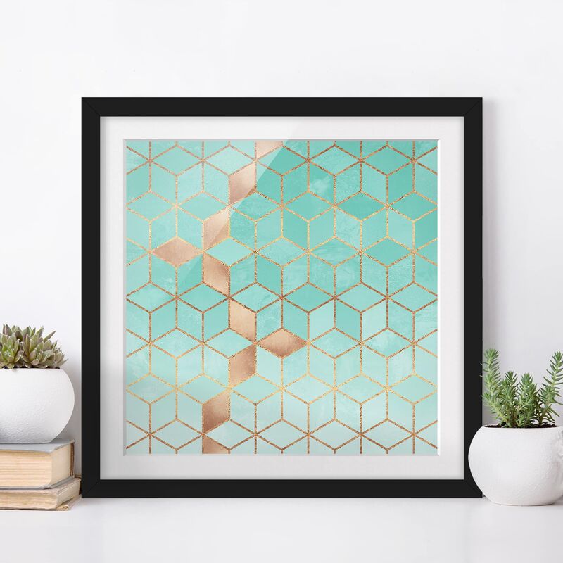 

Póster enmarcado - Turchese Bianco d'oro Geometria Dimensión LxA: 70cm x 70cm, Marco: Negro