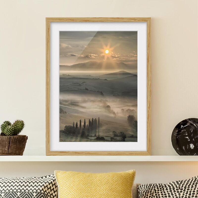 

Póster enmarcado - Tuscany Morning Dimensión LxA: 70cm x 50cm, Marco: Roble