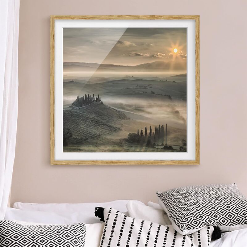 

Póster enmarcado - Tuscany Morning Dimensión LxA: 30cm x 30cm, Marco: Roble
