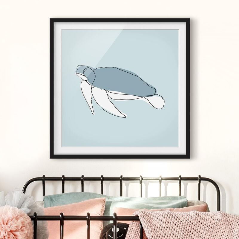 

Póster enmarcado - Turtle Line Art Dimensión LxA: 70cm x 70cm, Marco: Negro
