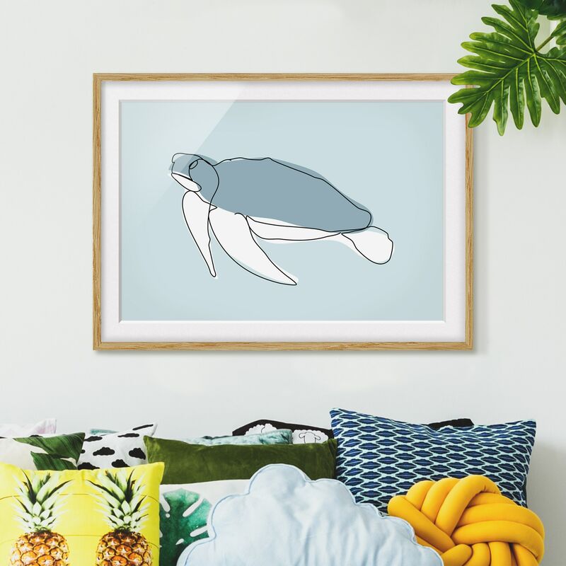 

Póster enmarcado - Turtle Line Art Dimensión LxA: 30cm x 40cm, Marco: Roble