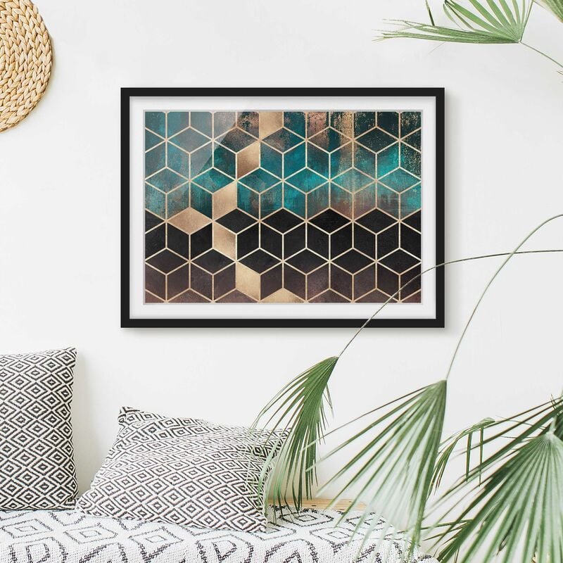

Póster enmarcado - Turchese Rosa d'Oro Geometria Dimensión LxA: 50cm x 70cm, Marco: Negro