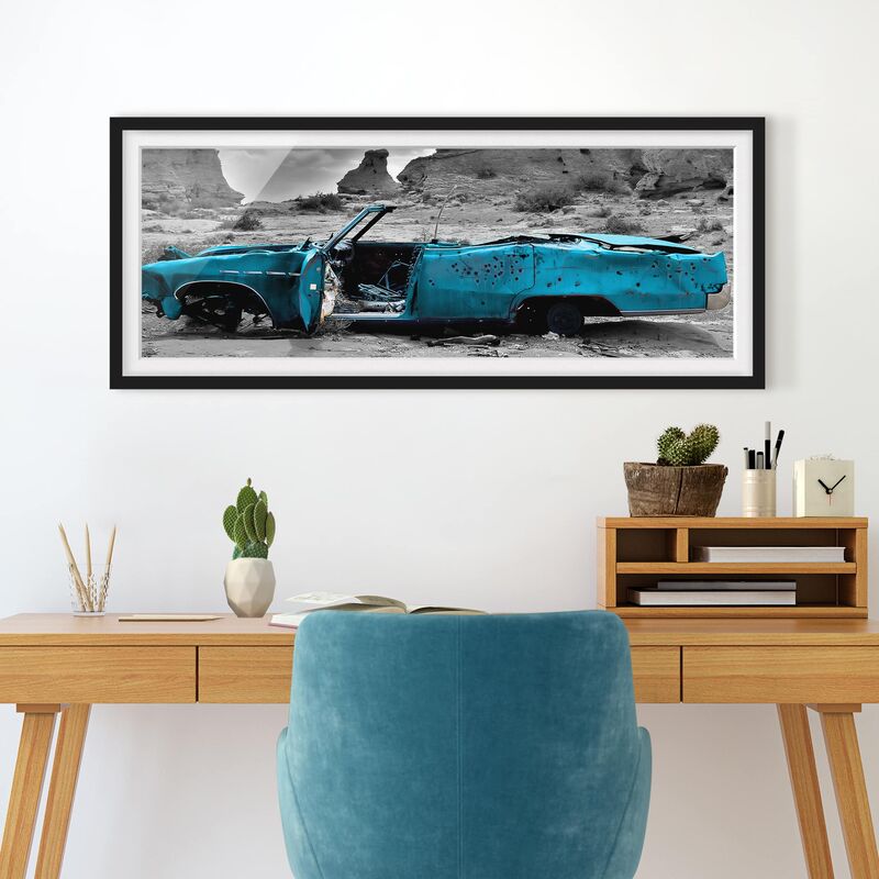 

Póster enmarcado - Turqouise Cadillac Dimensión LxA: 20cm x 50cm, Marco: Negro