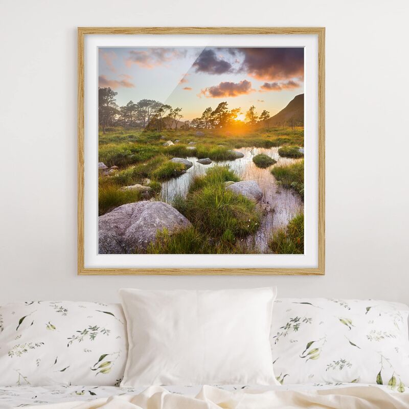 

Póster enmarcado - Tverrdalsbekken In Norway Dimensión LxA: 20cm x 20cm, Marco: Roble