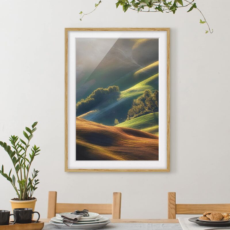 

Póster enmarcado - Tuscany Morning Dimensión LxA: 70cm x 50cm, Marco: Roble