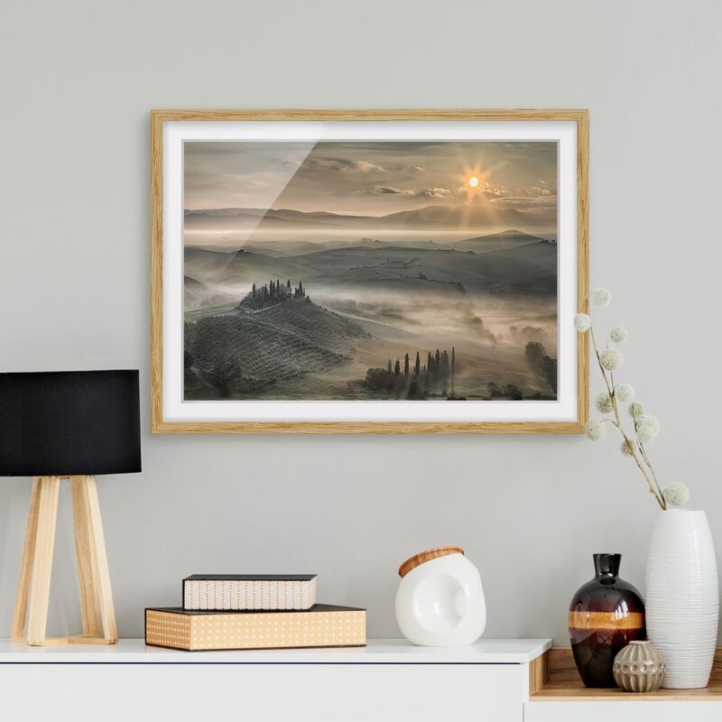

Póster enmarcado - Tuscany Morning Dimensión LxA: 30cm x 40cm, Marco: Roble