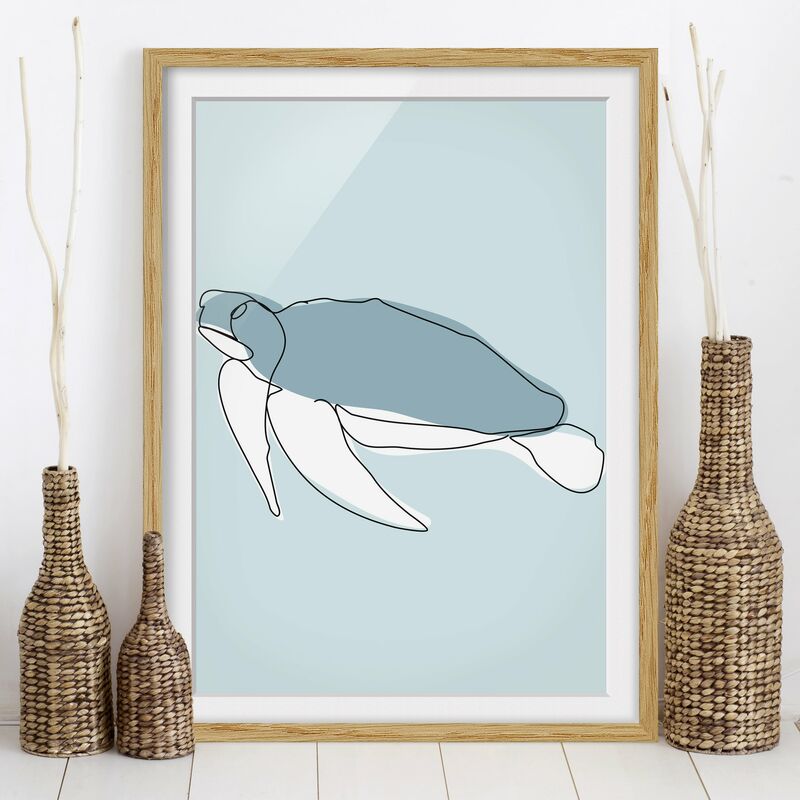 

Póster enmarcado - Turtle Line Art Dimensión LxA: 40cm x 30cm, Marco: Roble