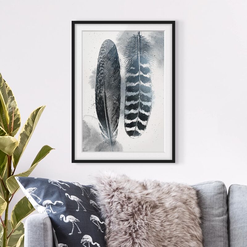 

Póster enmarcado - Two Feathers - Watercolors Dimensión LxA: 24cm x 18cm, Marco: Negro