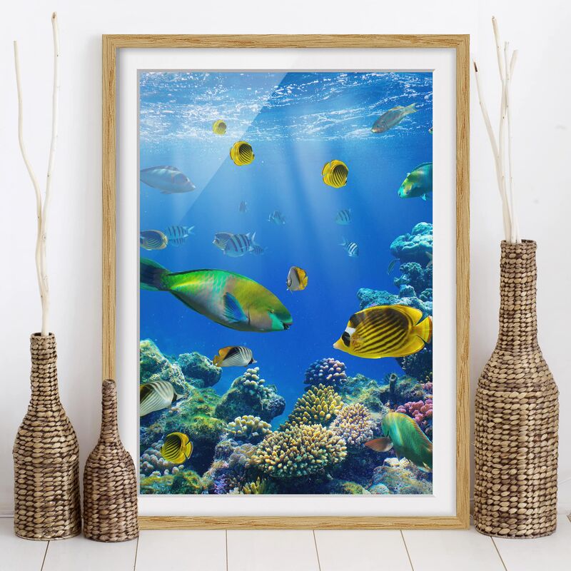 

Póster enmarcado - Underwater Lights Dimensión LxA: 70cm x 50cm, Marco: Roble