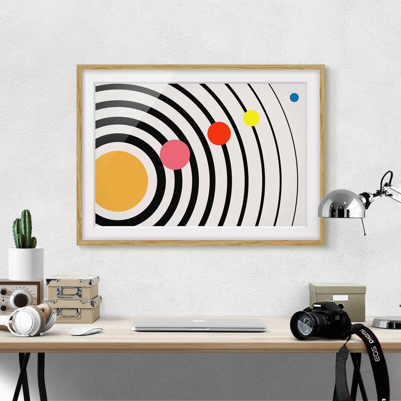 

Póster enmarcado - Universo geometrico Dimensión LxA: 30cm x 40cm, Marco: Roble