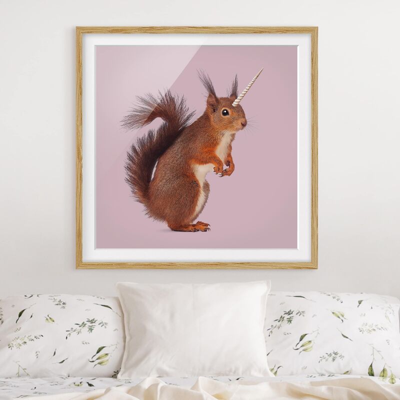

Póster enmarcado - Unicorn Squirrel Dimensión LxA: 50cm x 50cm, Marco: Roble