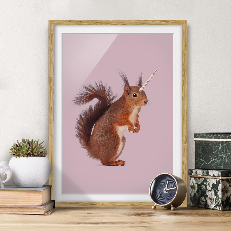 

Póster enmarcado - Unicorn Squirrel Dimensión LxA: 70cm x 50cm, Marco: Roble