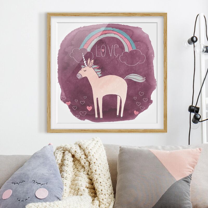 

Póster enmarcado - Unicorn Troop - Love Dimensión LxA: 20cm x 20cm, Marco: Roble