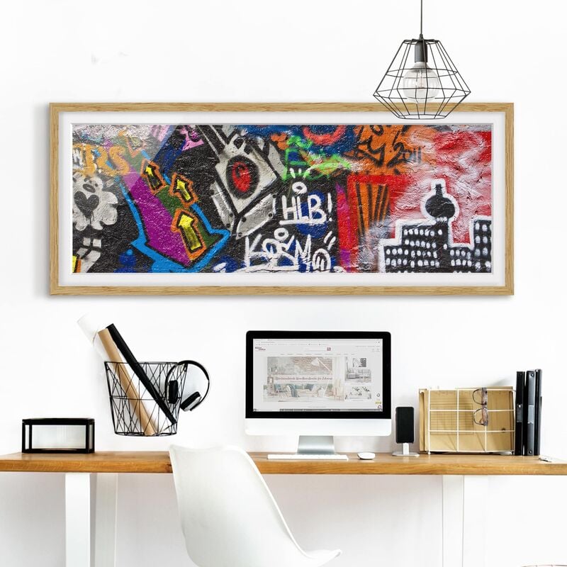 

Póster enmarcado - Urban Graffiti Dimensión LxA: 30cm x 75cm, Marco: Roble