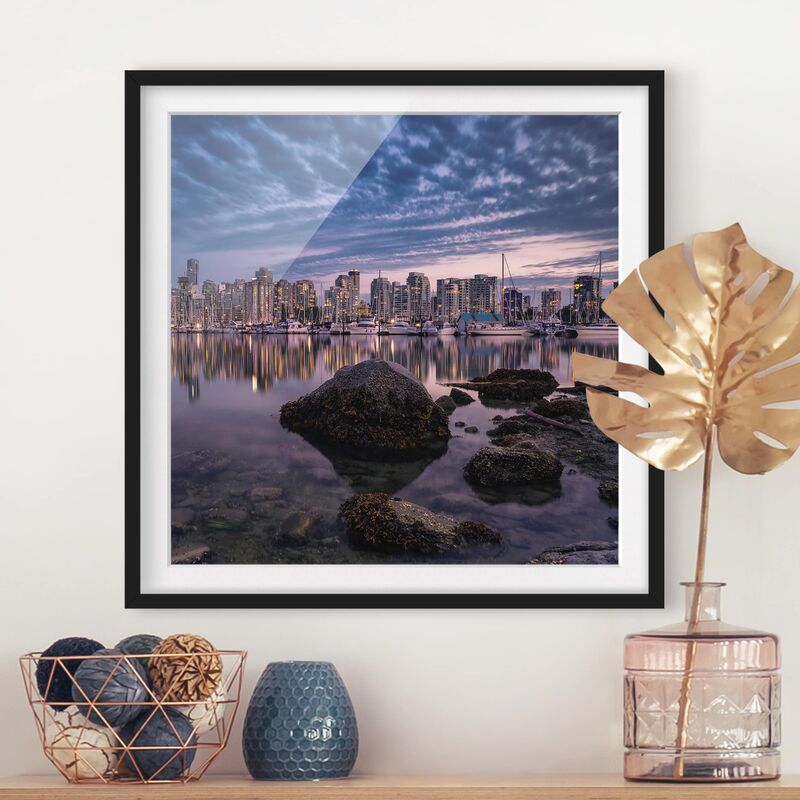 

Póster enmarcado - Vancouver At Sunset Dimensión LxA: 50cm x 50cm, Marco: Negro