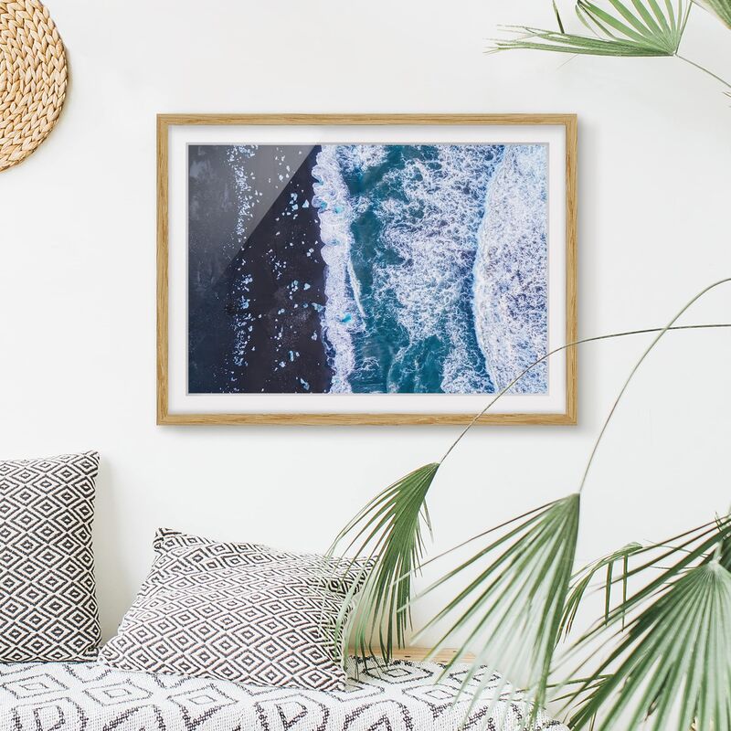 

Póster enmarcado - Veduta aerea - Jökulsárlón in Islanda verticalmente Dimensión LxA: 30cm x 40cm, Marco: Roble